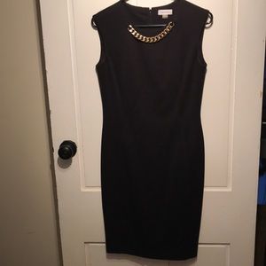 Calvin Klein Black Dress with Gold Neckline Detail
